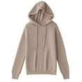 thumbnail image 1 of GigrtiJin Women's Knitted Hoodies Long Sleeved Solid Color Hooded Drawstring Sweater Casual Warm Comfy Pullover Top, 1 of 5