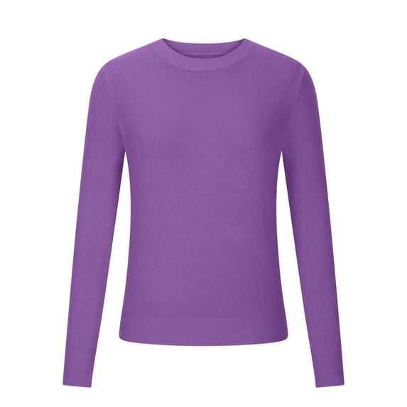 GigrtiJin Women's Knitted Pullover Sweater Solid Color Round Neck Long Sleeved Sweater Top Comfy Warm Loose Blouse