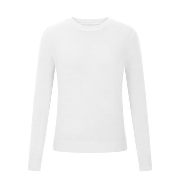 GigrtiJin Women's Knitted Pullover Sweater Solid Color Round Neck Long Sleeved Sweater Top Comfy Warm Loose Blouse