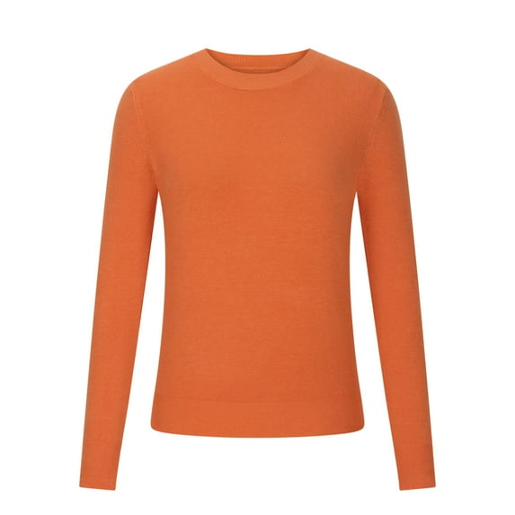GigrtiJin Women's Knitted Pullover Sweater Solid Color Round Neck Long Sleeved Sweater Top Comfy Warm Loose Blouse