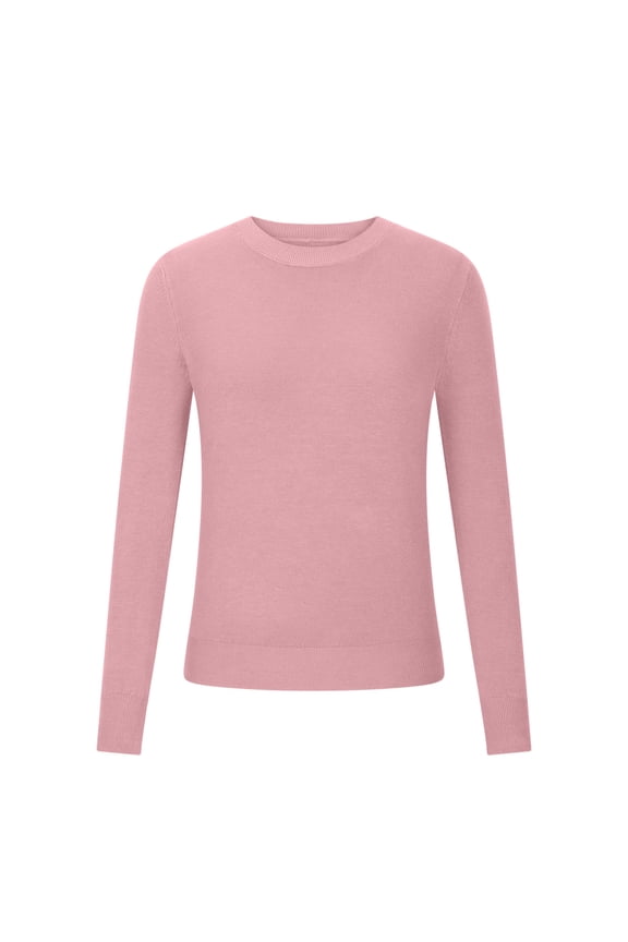 Women's Knitted Pullover Sweater Solid Color Round Neck Long Sleeved Sweater Top Comfy Warm Loose Blouse