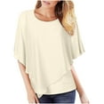 thumbnail image 1 of GigrtiJin Women's Lightweight Flowy Shirt Double-Layered Printed Chiffon Blouse Casual Loose Solid Color Tops, 1 of 6