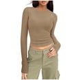 thumbnail image 1 of GigrtiJin Women's Long Sleeve Knitted Sweaters Casual Round Neck Solid Color Crop Tops Trendy Slim Basic Blouses, 1 of 6