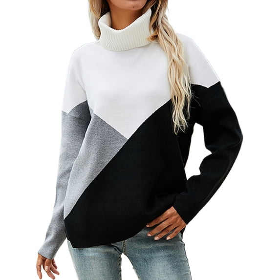 GigrtiJin Women's Long Sleeved Pullover Sweaters Fashion Casual Turtleneck Loose Comfy Soft Knitted Sweater Tops