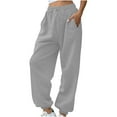 thumbnail image 1 of GigrtiJin Women's Long Straight Sweatpants Casual Solid Color Elastic Waist Drawstring Trousers Comfy Loose Joggers Pant, 1 of 6