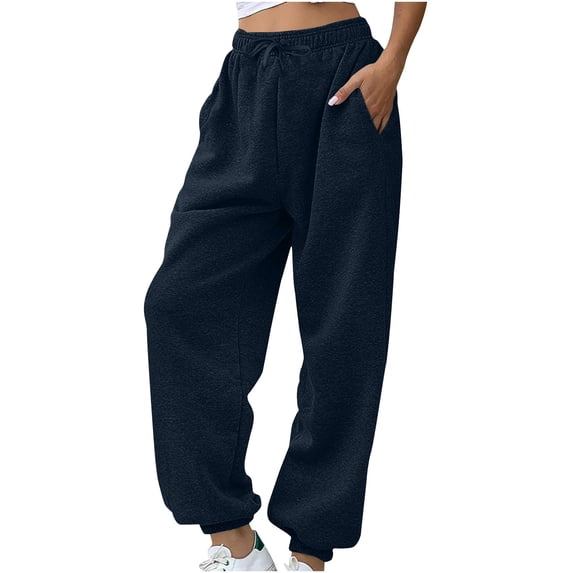 GigrtiJin Women's Long Straight Sweatpants Casual Solid Color Elastic Waist Drawstring Trousers Comfy Loose Joggers Pant