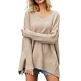 thumbnail image 1 of GigrtiJin Women's Oversized V Neck Sweaters Long Sleeves Solid Color Pullover Sweater Tops Comfy Casual Loose Blouse, 1 of 8
