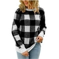 thumbnail image 1 of GigrtiJin Women's Plaid Knitted Sweater Round Neck Long Sleeved Casual Pullover Top Fashion Comfy Loose Sweaters, 1 of 9