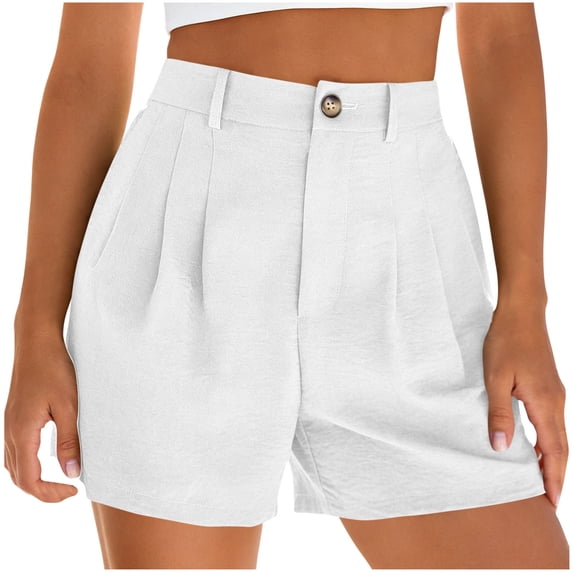 GigrtiJin Women's Pleated Shorts Elastic High Waisted Loose Shorts Solid Color Beach Vacation Comfortable Shorts with Pockets