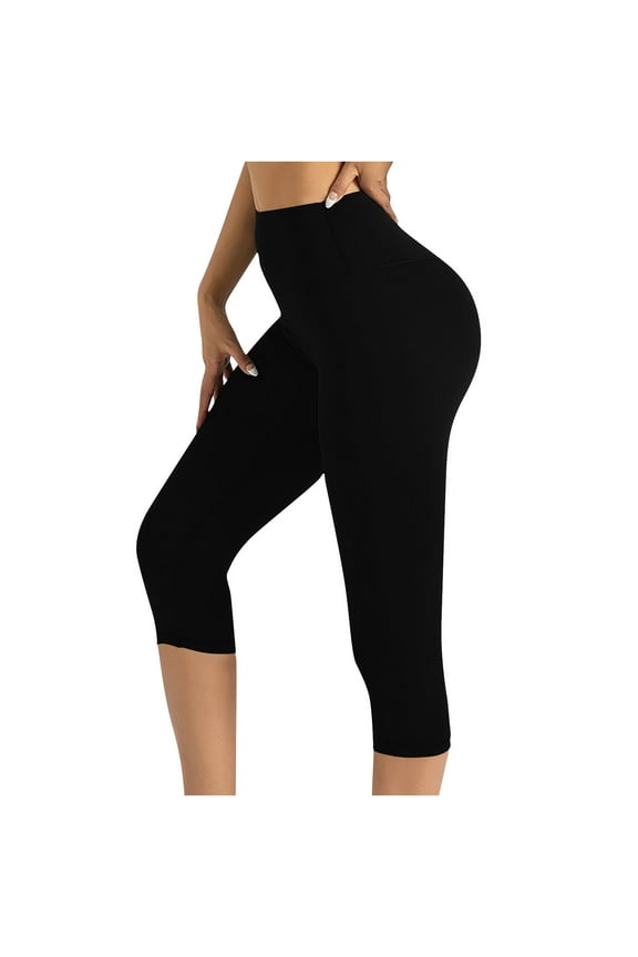Women's Plus Size Butt Lifting Leggings High Waist Capri Pants Seamless Athletic Scrunch Yoga Leggings