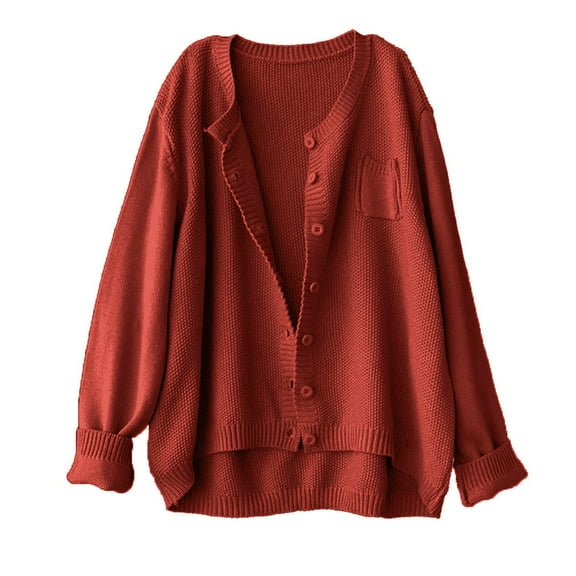 GigrtiJin Women's Plus Size Cardigan Sweater V-Neck Long Sleeve Button down Fashion Knitted Sweaters Jackets