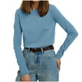 thumbnail image 1 of GigrtiJin Women's Plus Size Cotton Tops Long Sleeve Round Neck Blouses Casual Solid Color Loose Pullover Shirts, 1 of 5