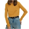 thumbnail image 1 of GigrtiJin Women's Plus Size Cotton Tops Long Sleeve Round Neck Blouses Casual Solid Color Loose Pullover Shirts, 1 of 5