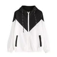 thumbnail image 1 of GigrtiJin Women's Plus Size Raincoats Color Block Zip up Hooded Jacket Long Sleeve Outdoor Hiking Coats with Pockets, 1 of 3