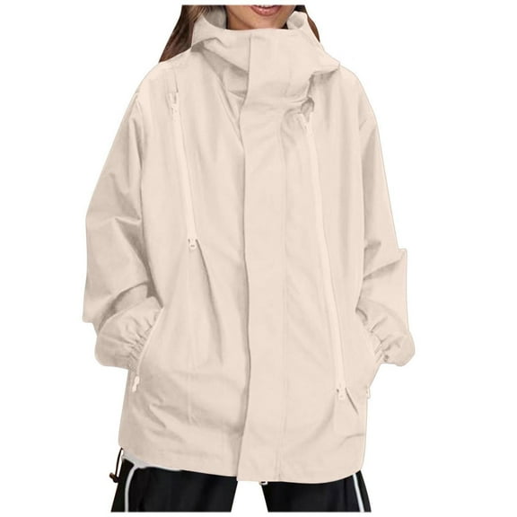 GigrtiJin Women鈥檚 Plus Size Waterproof Ski Jacket 3 in 1 Coat Hooded Zip up Windproof Long Sleeve Rain Coat with Pocket