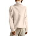 thumbnail image 1 of GigrtiJin Women's Quilted Knitted Sweater Solid Color Ribbed Turtleneck Long Sleeve Thermal Tops, 1 of 6