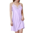 thumbnail image 1 of GigrtiJin Women's Satin Nightgown V Neck Lace Spaghetti Strap Nightdress Casual Comfy Solid Color Thin Sleepwear, 1 of 6