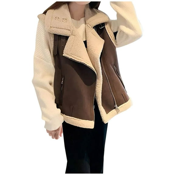 GigrtiJin Women's Sherpa Lined Leather Vest Jacket Fall Winter Zip up Sleeveless Warm Comfy Coat with Pockets