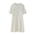 thumbnail image 1 of GigrtiJin Women's Short Sleeve Sweater Dress Button down Crewneck Elegant Knit Mini Dress Formal Short Dresses, 1 of 4