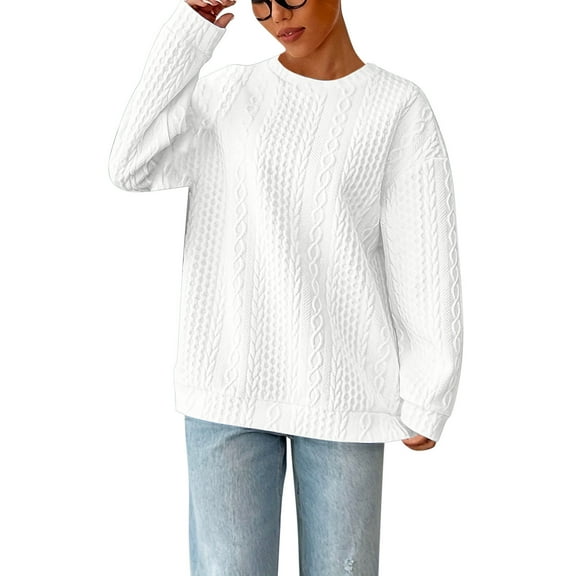 GigrtiJin Women's Solid Color Sweatshirt Long Sleeve Round Neck Casual Loose Tops Fashion Comfy Sweatshirt Jacket