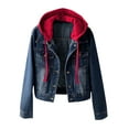 thumbnail image 1 of GigrtiJin Women's Spring Denim Plus Size Jacket Long Sleeved Hooded Casual Jacket Fashion Comfy Button down Outwear Coat, 1 of 4