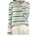 thumbnail image 1 of GigrtiJin Women's Striped Knitted Sweater Long Sleeved Casual Round Neck Pullover Top Fashion Comfy Sweaters Blouse, 1 of 3