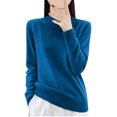 thumbnail image 1 of GigrtiJin Women's Sweater Top Long Sleeved Round Neck Solid Color Knitted Sweater Casual Comfy Pullover Blouse, 1 of 3