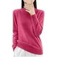 thumbnail image 1 of GigrtiJin Women's Sweater Top Long Sleeved Round Neck Solid Color Knitted Sweater Casual Comfy Pullover Blouse, 1 of 3