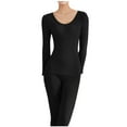 thumbnail image 1 of GigrtiJin Women's Threaded Underwear Set Long Sleeved Round Neck Basic Warm Suit Casual Top Pants Pajama Sets, 1 of 4