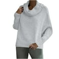 thumbnail image 1 of GigrtiJin Women's Turtleneck Knitted Sweaters Long Sleeves Solid Color Warm Blouses Casual Pullover Loose Tops, 1 of 7