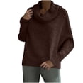 thumbnail image 1 of GigrtiJin Women's Turtleneck Knitted Sweaters Long Sleeves Solid Color Warm Blouses Casual Pullover Loose Tops, 1 of 7