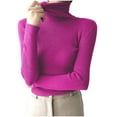 thumbnail image 1 of GigrtiJin Women's Turtleneck Long Sleeve Tops Casual Lightweight Solid Slim Sweater Fashion Comfy Knit Blouse, 1 of 1