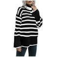 thumbnail image 1 of GigrtiJin Women's Turtleneck Striped Sweater Casual Long Sleeves Colorblock Sweaters Tops Comfy Knitted Loose Blouse, 1 of 5