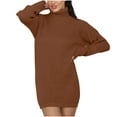 thumbnail image 1 of GigrtiJin Women's Turtleneck Sweater Dress Fall Long Sleeve Ribbed Knit Dress Warm Cozy Solid Color Short Dresses, 1 of 7