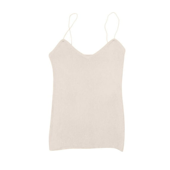 GigrtiJin Women's V-Neck Knitted Vest Sleeveless Solid Color Camisole Top Spring Fall Slim Spaghetti Strap Tank Tops