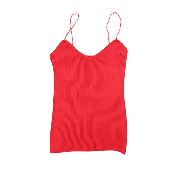 GigrtiJin Women's V-Neck Knitted Vest Sleeveless Solid Color Camisole Top Spring Fall Slim Spaghetti Strap Tank Tops