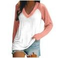 thumbnail image 1 of GigrtiJin Women's V Neck Shirts Casual Long Sleeve Patchwork Pullover Tops Ladies Loose Comfy Fashion Blouses, 1 of 4