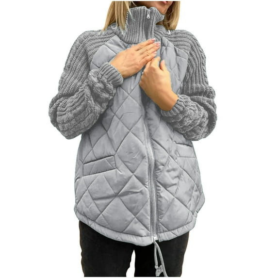 GigrtiJin Women's Winter Coats Plus Size Quilted Puffer Jackets Stand Collar Full Zip Winter Coat with Pockets