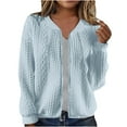thumbnail image 1 of GigrtiJin Women's Zipper Cardigan Tops Long Sleeves Loose Solid Color Jacket Fashion Casual Lightweight Sports Coats, 1 of 6