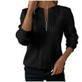 thumbnail image 1 of GigrtiJin Womens Winter Long Sleeves Tops Half Zipper Round Neck Casual Blouses Solid Color Comfy Loose Shirts, 1 of 7