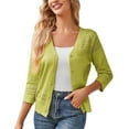thumbnail image 1 of GigrtiJin Womens Cardigan 3/4 Sleeve Knitted Sweater Tops Lightweight Button down V Neck Hollow out Sweater Coat, 1 of 4