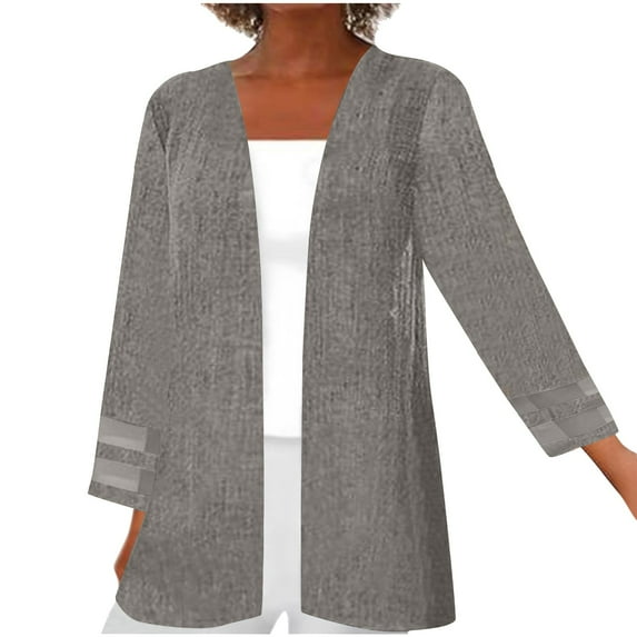 GigrtiJin Womens Fall Plus Size Cardigan Coats Lightweight Comfy Long Sleeve Open Front Solid Color Jacket