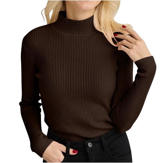 GigrtiJin Womens Ribbed Turtleneck Sweaters Long Sleeves Knit Pullover Tops Casual Slim Soft Warm Blouses