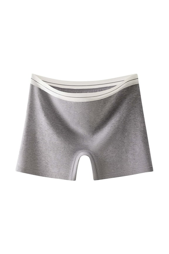 Womens Boyshort Gym Cotton Underwear Solid Color No Show Mid Waisted Panties Breathable Hipster Underpants