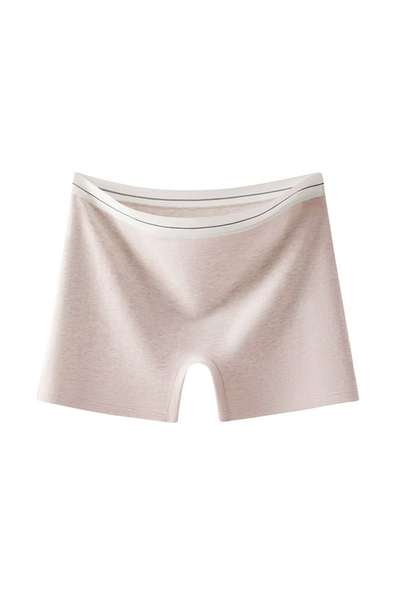 Womens Boyshort Gym Cotton Underwear Solid Color No Show Mid Waisted Panties Breathable Hipster Underpants