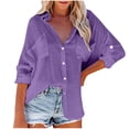 thumbnail image 1 of GigrtiJin Womens Button down Shirt Casual Long Sleeve Collar Solid Color Tops Fashion Loose Thin Shirts with Pockets, 1 of 9