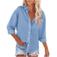 thumbnail image 1 of GigrtiJin Womens Button down Shirts Long Sleeve Collar Solid Color Blouse Loose Casual Work Tunic Tops with Pocket, 1 of 5