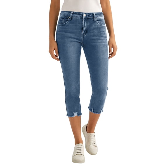 GigrtiJin Womens Capris Jeans Summer Skinny Casual Stretch Denim Capris Pants Womens Mid Rise Going Out Cropped Jeans with Pockets