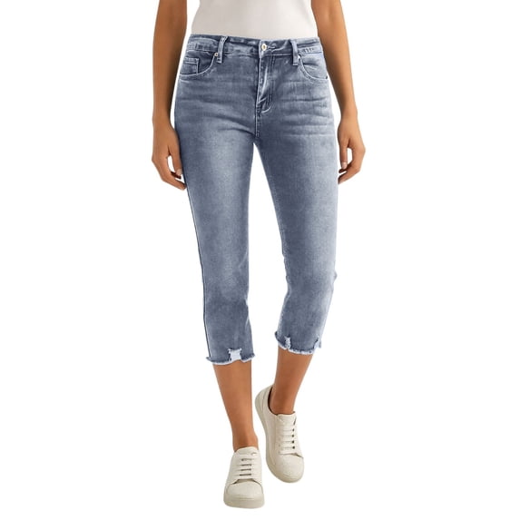 GigrtiJin Womens Capris Jeans Summer Skinny Casual Stretch Denim Capris Pants Womens Mid Rise Going Out Cropped Jeans with Pockets