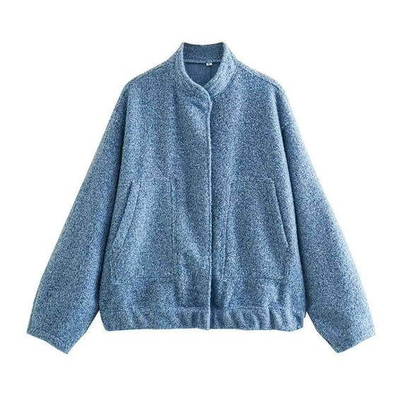 GigrtiJin Womens Casual Jacket Coat Concealed Button Collar Long Sleeve Coats Casual Fashion Solid Color Top with Pocket